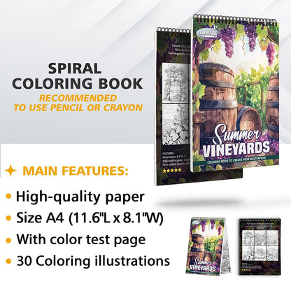 LBKHOUSE Summer Vineyards Coloring Sheets for Adult