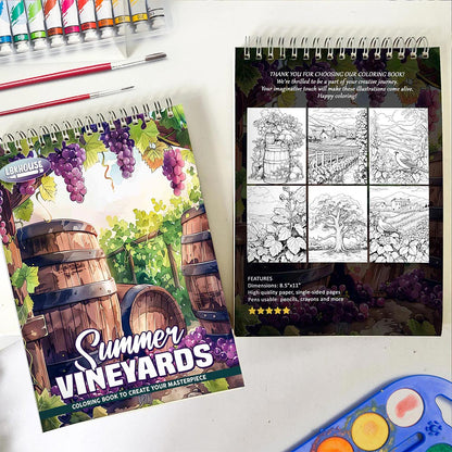 LBKHOUSE Summer Vineyards Spiral Coloring Book for Adult
