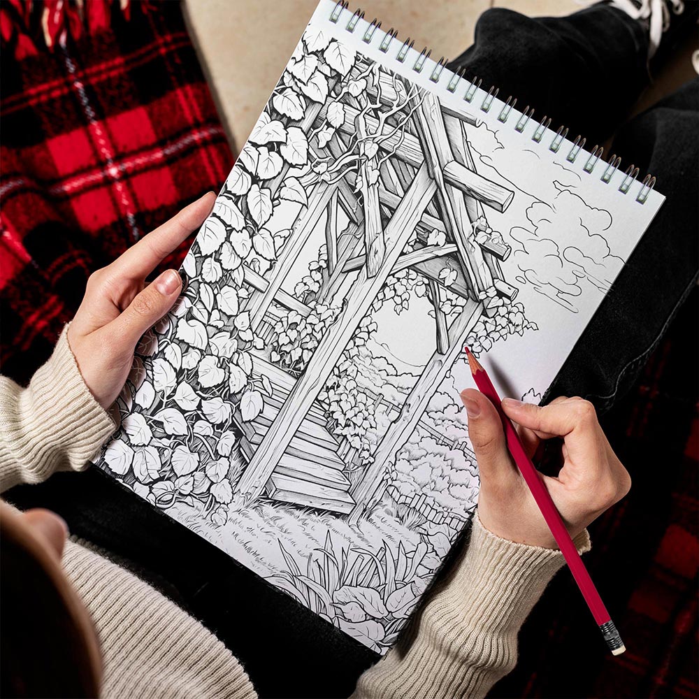 LBKHOUSE Summer Vineyards Spiral Bound Coloring Book for Adult