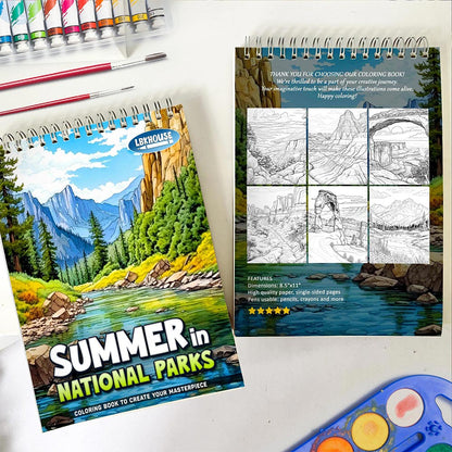 LBKHOUSE Summer in National Parks Spiral Coloring Book for Adult
