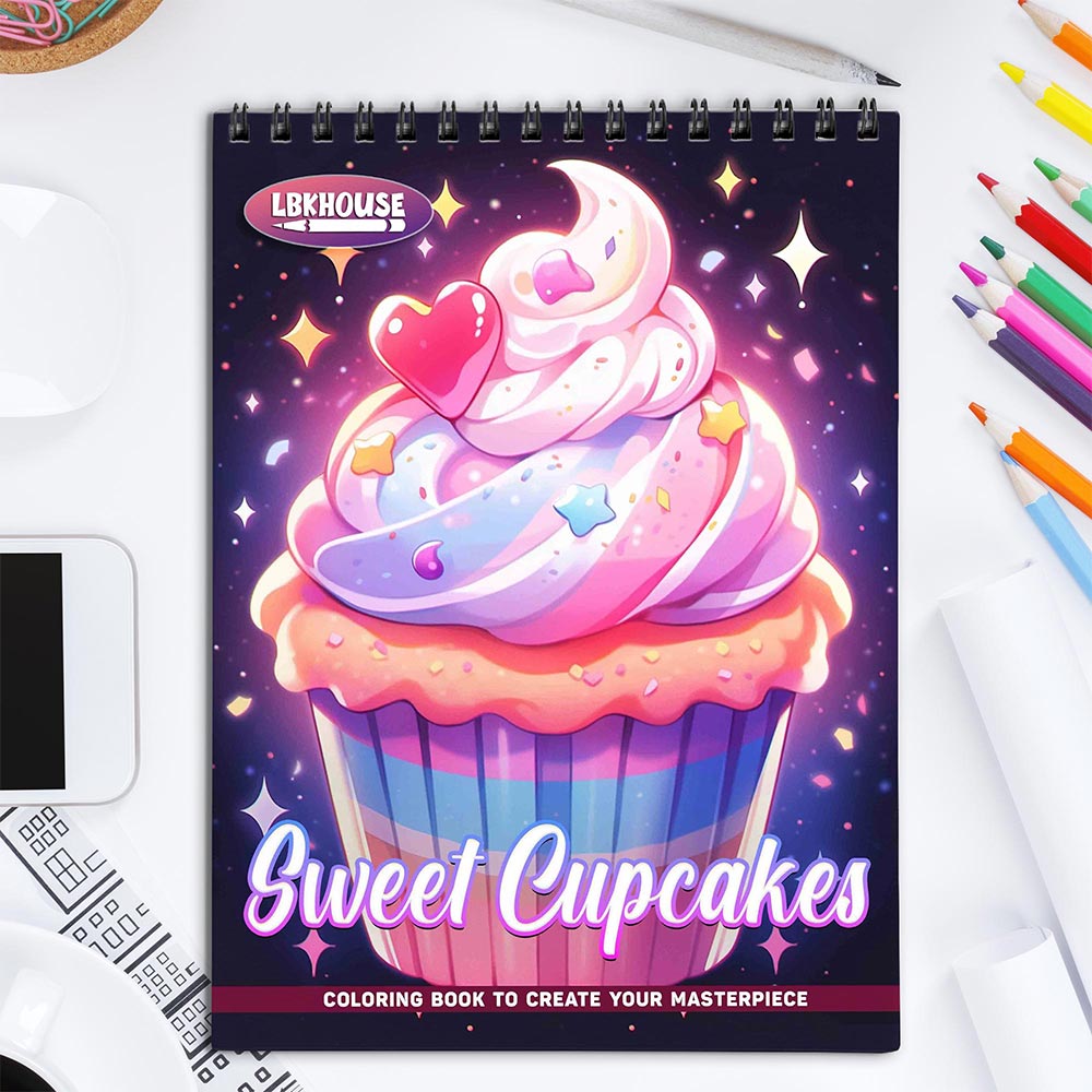 LBKHOUSE Sweet Cupcakes Coloring Book for Adult