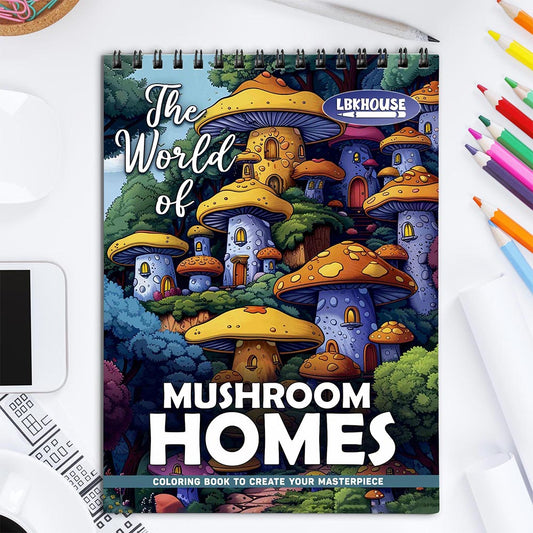 LBKHOUSE The World of Mushroom Homes Coloring Book for Adult