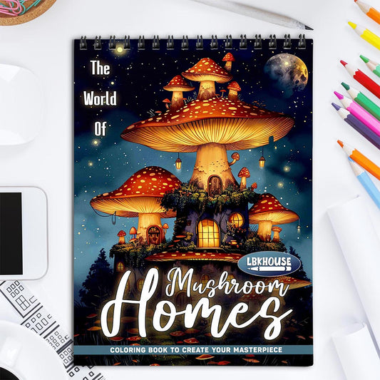 LBKHOUSE The World of Mushroom Homes Coloring Book for Adult