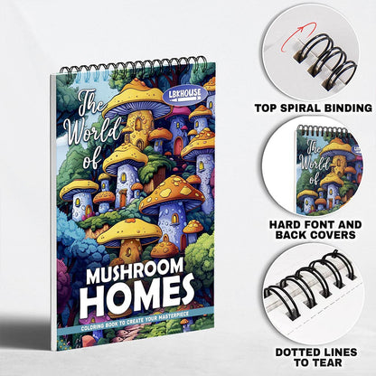 LBKHOUSE The World of Mushroom Homes Coloring Pages for Adult