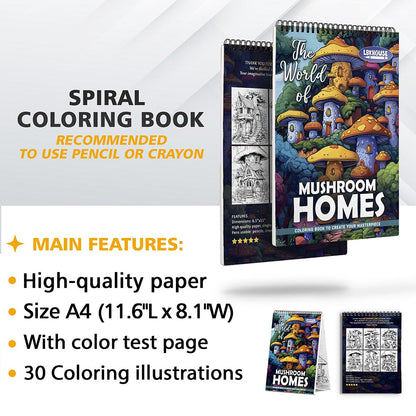 LBKHOUSE The World of Mushroom Homes Coloring Sheets for Adult