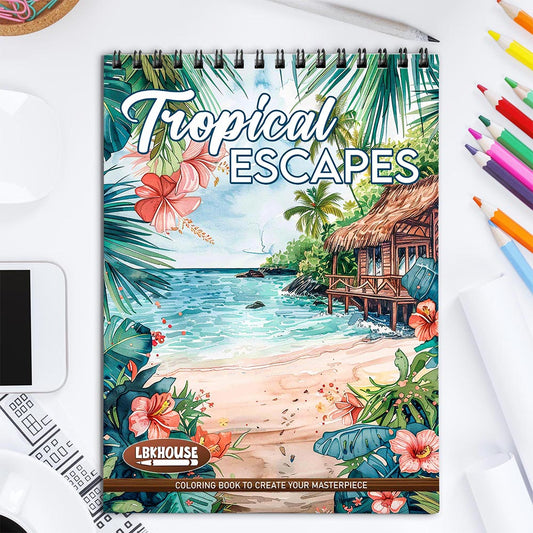 LBKHOUSE Tropical Escapes Coloring Book for Adult