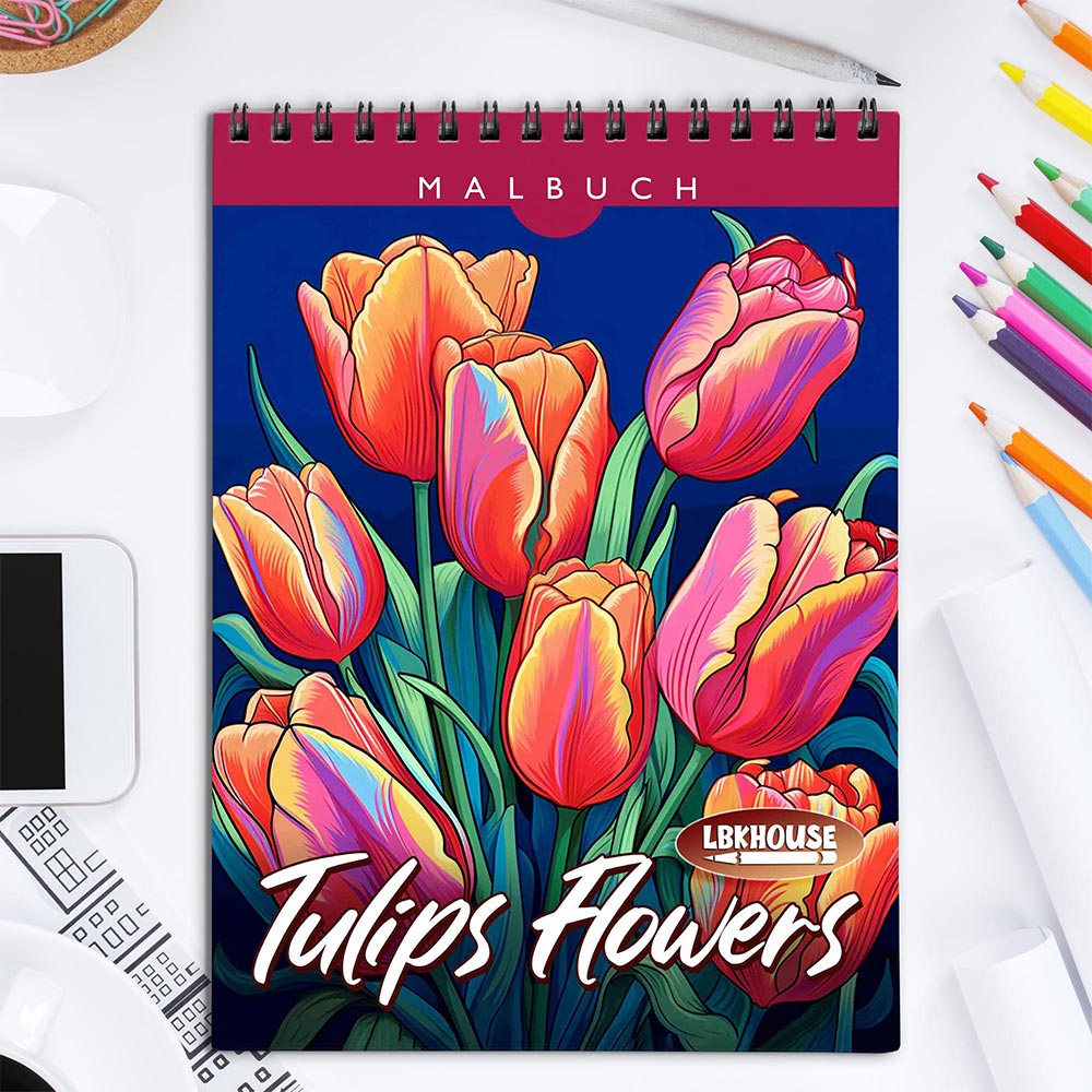LBKHOUSE Tulips Flowers Coloring Book for Adult