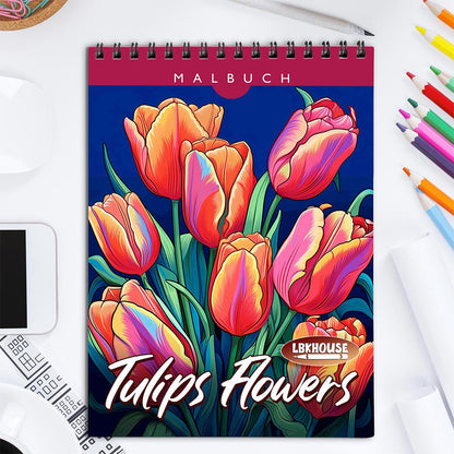 LBKHOUSE Tulips Flowers Coloring Book for Adult