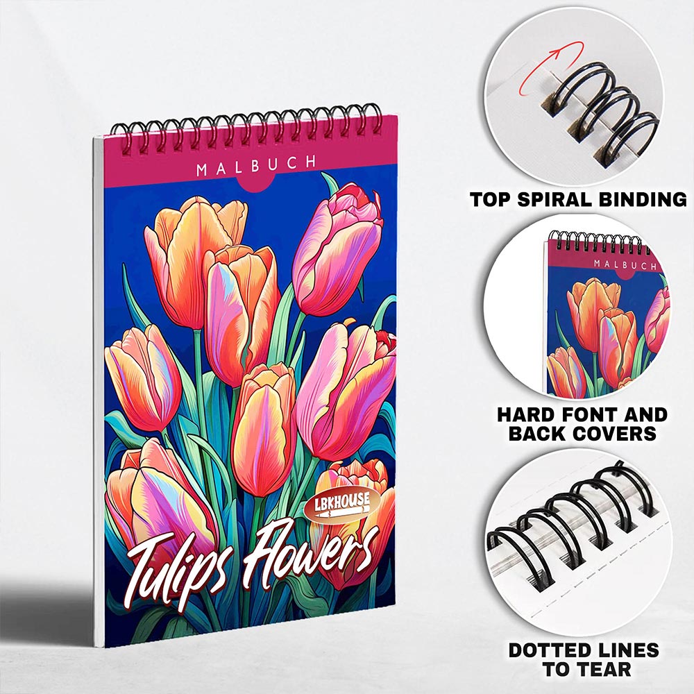 LBKHOUSE Tulips Flowers Coloring Pages for Adult
