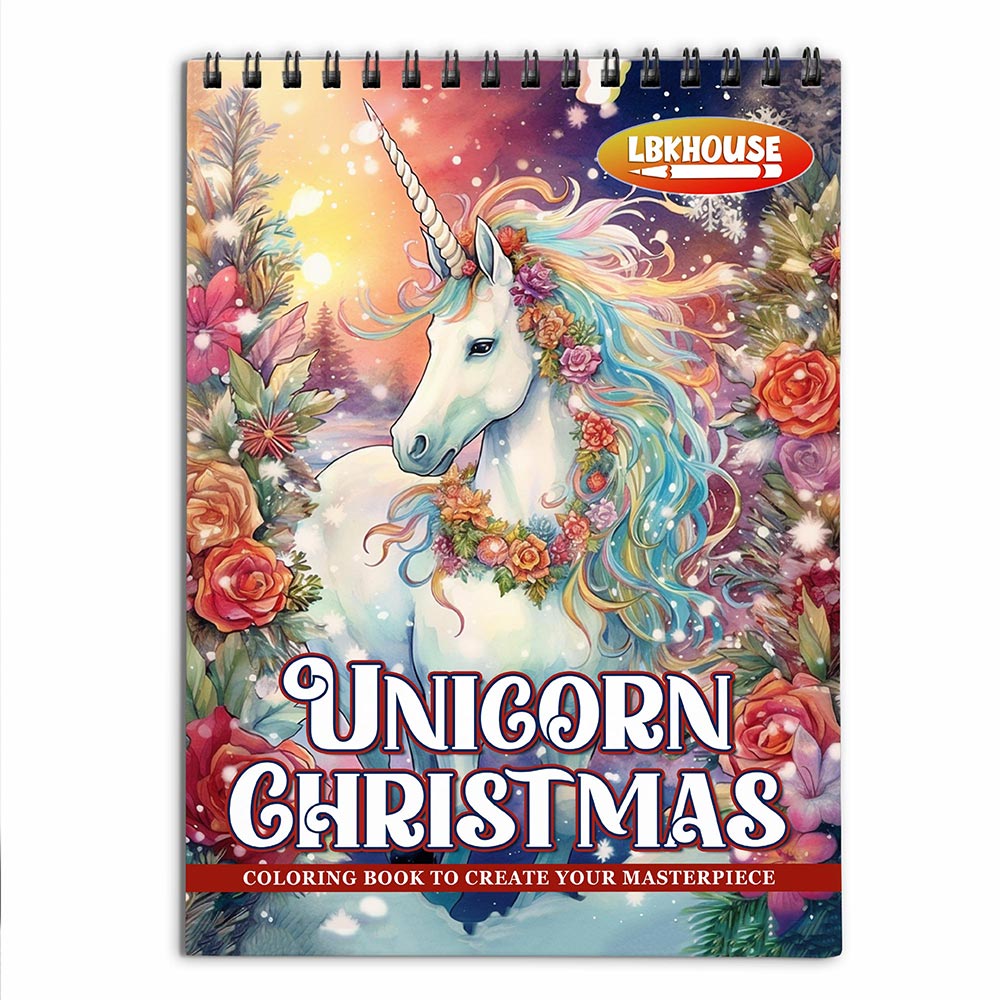 LBKHOUSE Unicorn Christmas Coloring Book for Adults