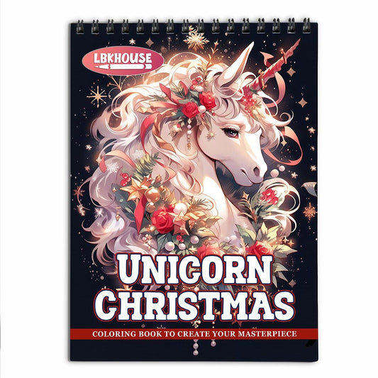 LBKHOUSE Unicorn Christmas Coloring Book for Adults
