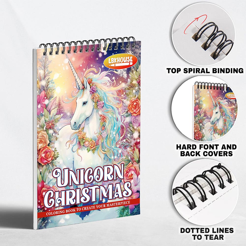 LBKHOUSE Unicorn Christmas Coloring Pages for Adults