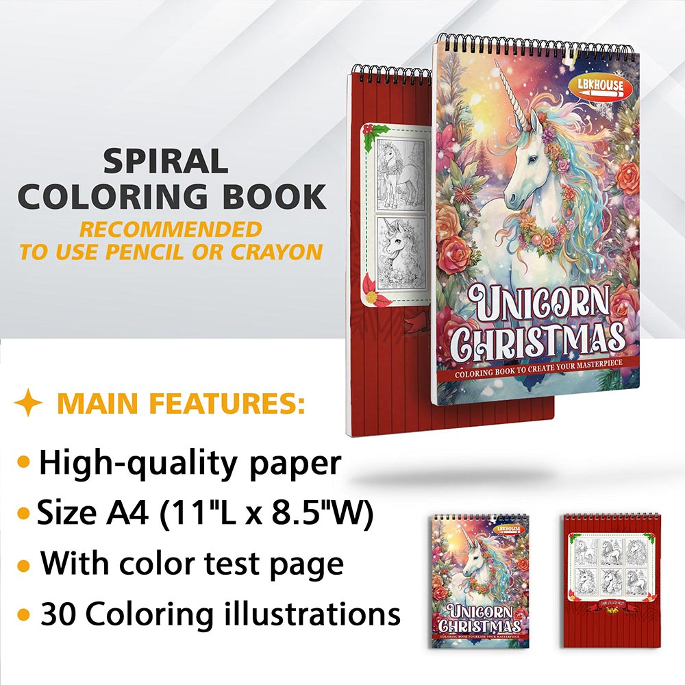 LBKHOUSE Unicorn Christmas Coloring Sheets for Adults