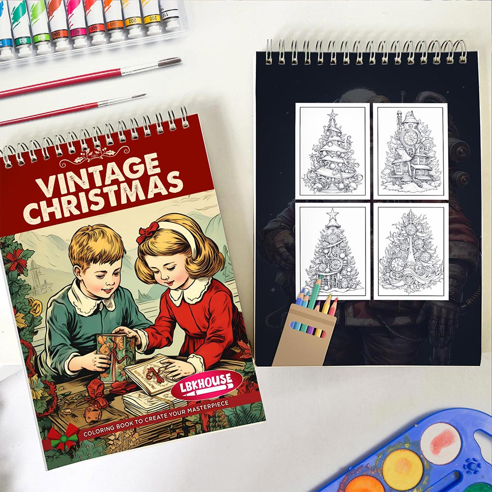 LBKHOUSE Vintage Christmas Spiral Coloring Book for Adults