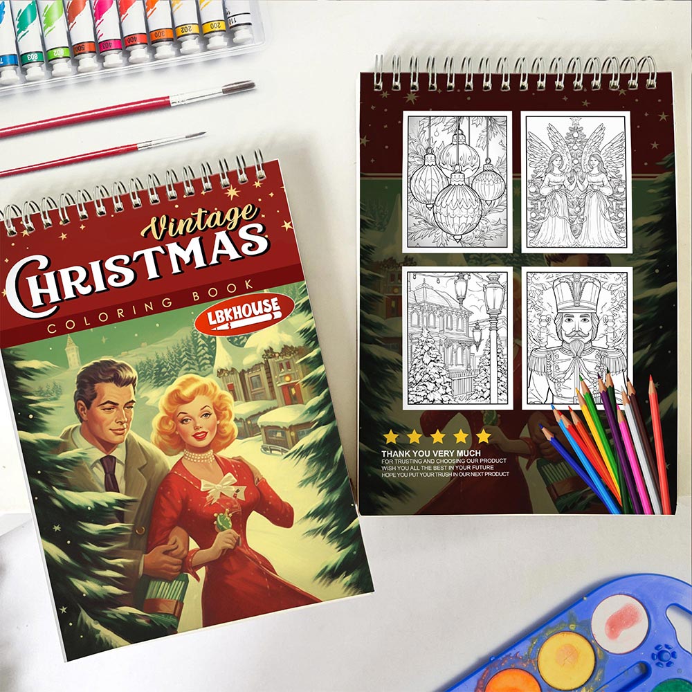 LBKHOUSE Vintage Christmas Spiral Coloring Book for Adults