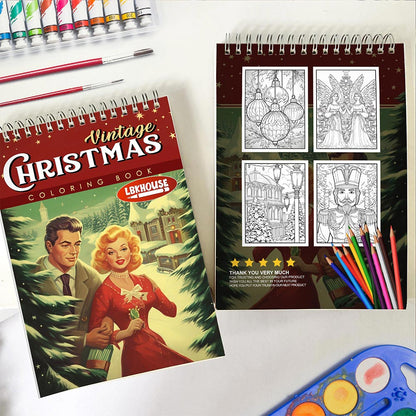 LBKHOUSE Vintage Christmas Spiral Coloring Book for Adults