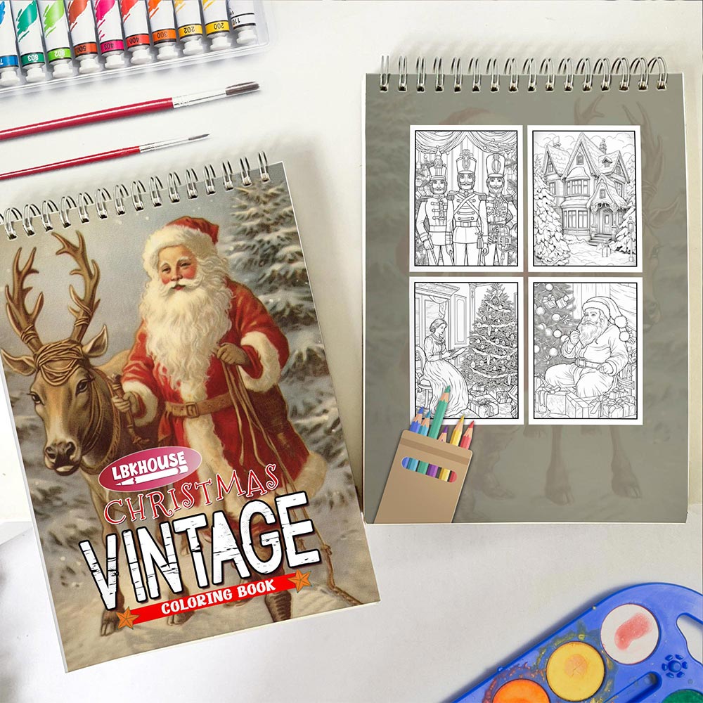 LBKHOUSE Vintage Christmas Spiral Coloring Book for Adults