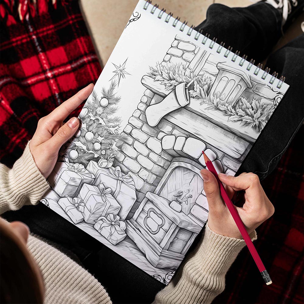 LBKHOUSE Vintage Christmas Spiral Bound Coloring Book for Adults