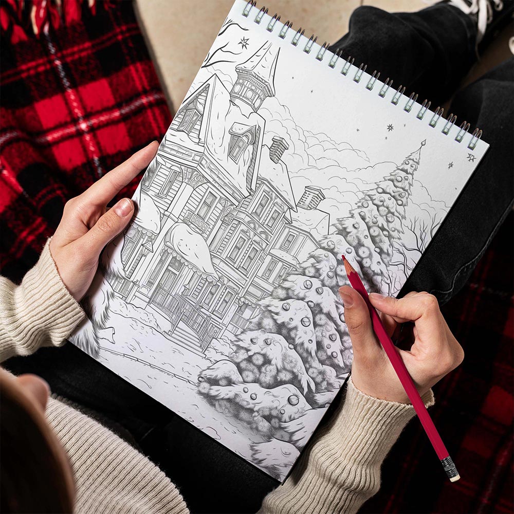 LBKHOUSE Vintage Christmas Spiral Bound Coloring Book for Adults