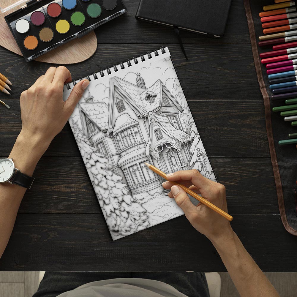LBKHOUSE Vintage Christmas Coloring Book Spiral Bound for Adults