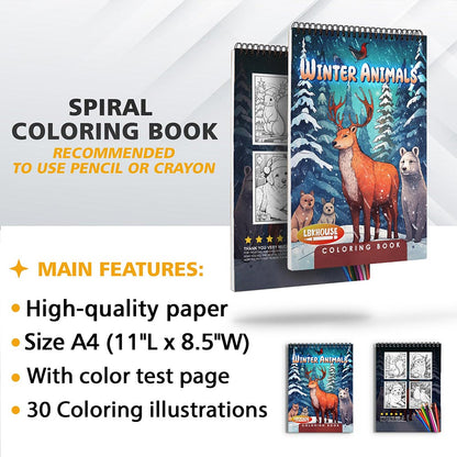 LBKHOUSE Winter Animals Coloring Sheets For Adults