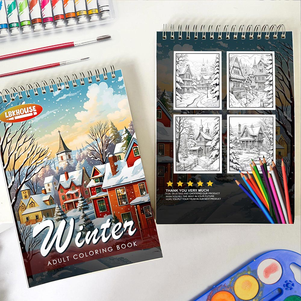 LBKHOUSE Winter Spiral Coloring Book for Adults