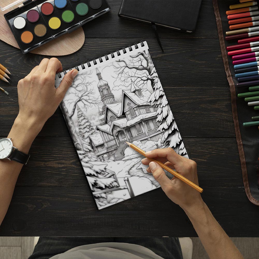 LBKHOUSE Winter Coloring Book Spiral Bound for Adults