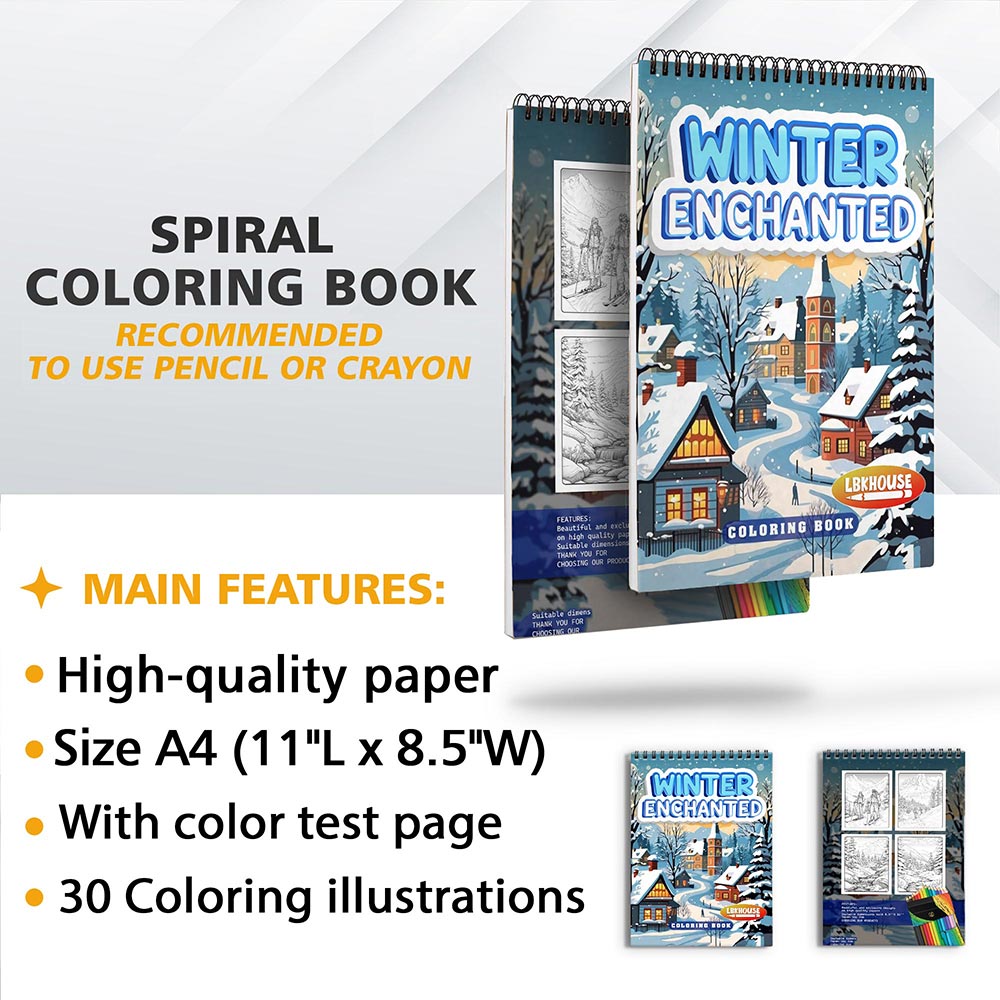 LBKHOUSE Winter Enchanted Coloring Sheets For Adults