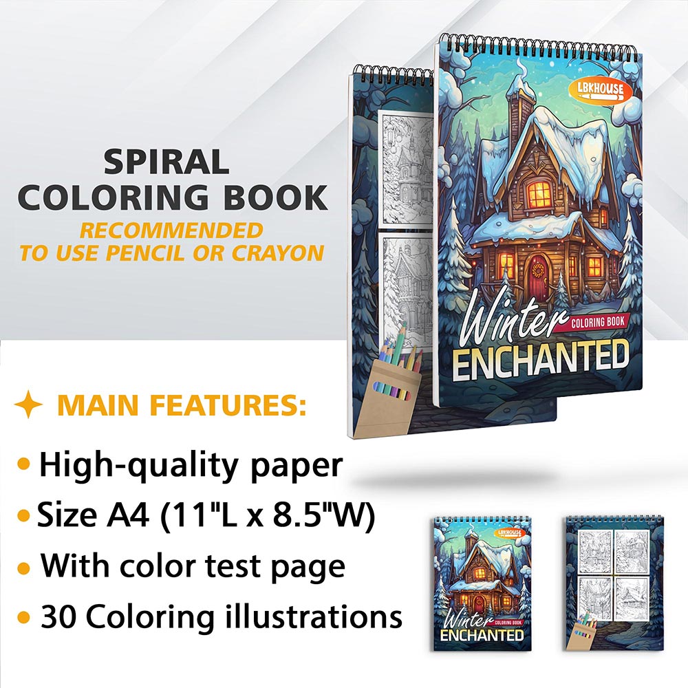 LBKHOUSE Winter Enchanted Coloring Sheets For Adults