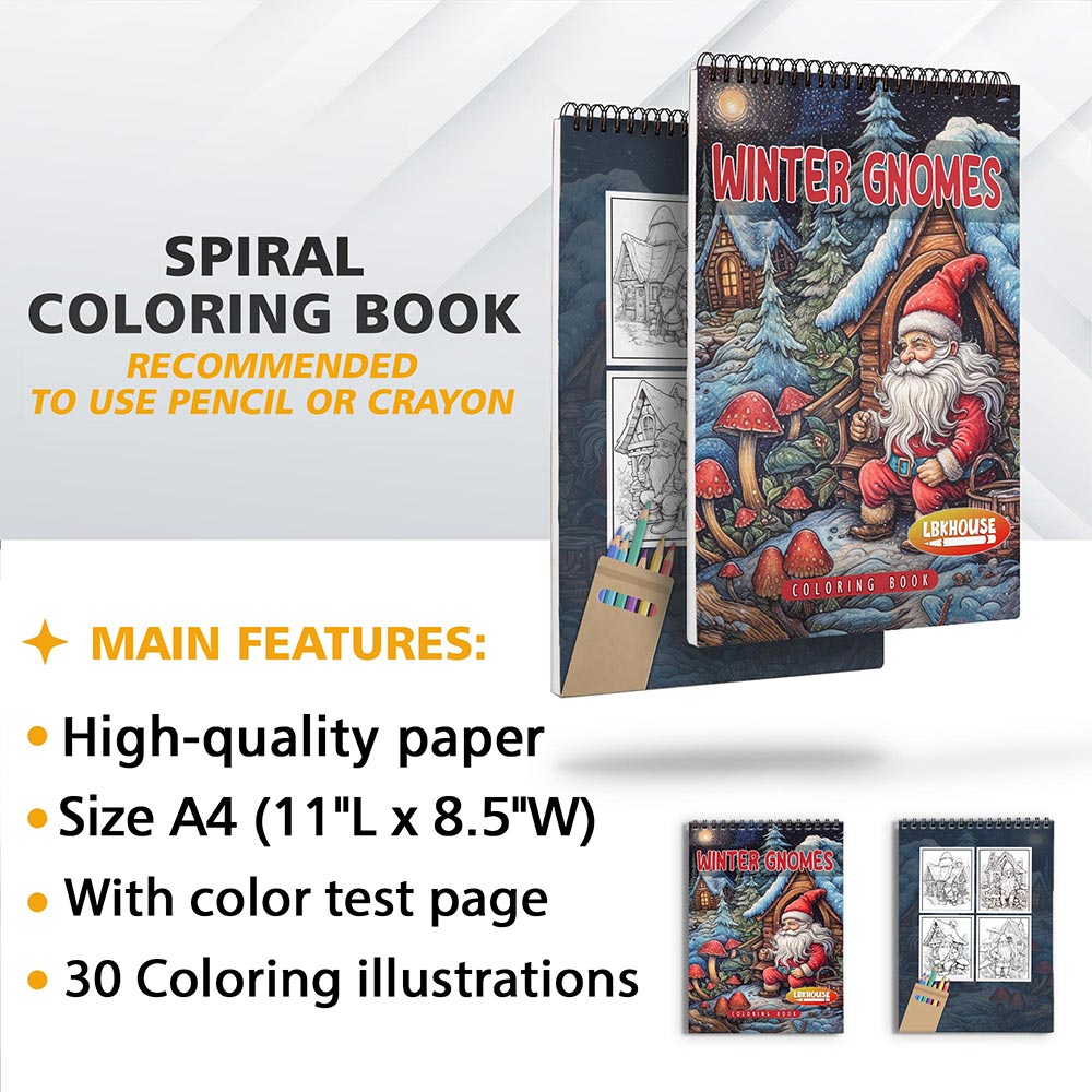 LBKHOUSE Winter Gnomes Coloring Sheets for Adults