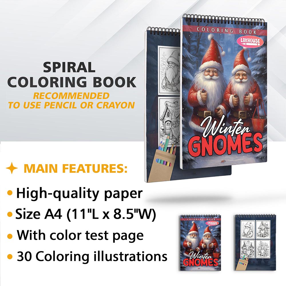 LBKHOUSE Winter Gnomes Coloring Sheets for Adults