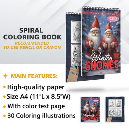 LBKHOUSE Winter Gnomes Coloring Sheets for Adults