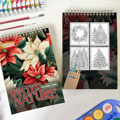 LBKHOUSE Winter Nature Spiral Coloring Book for Adults