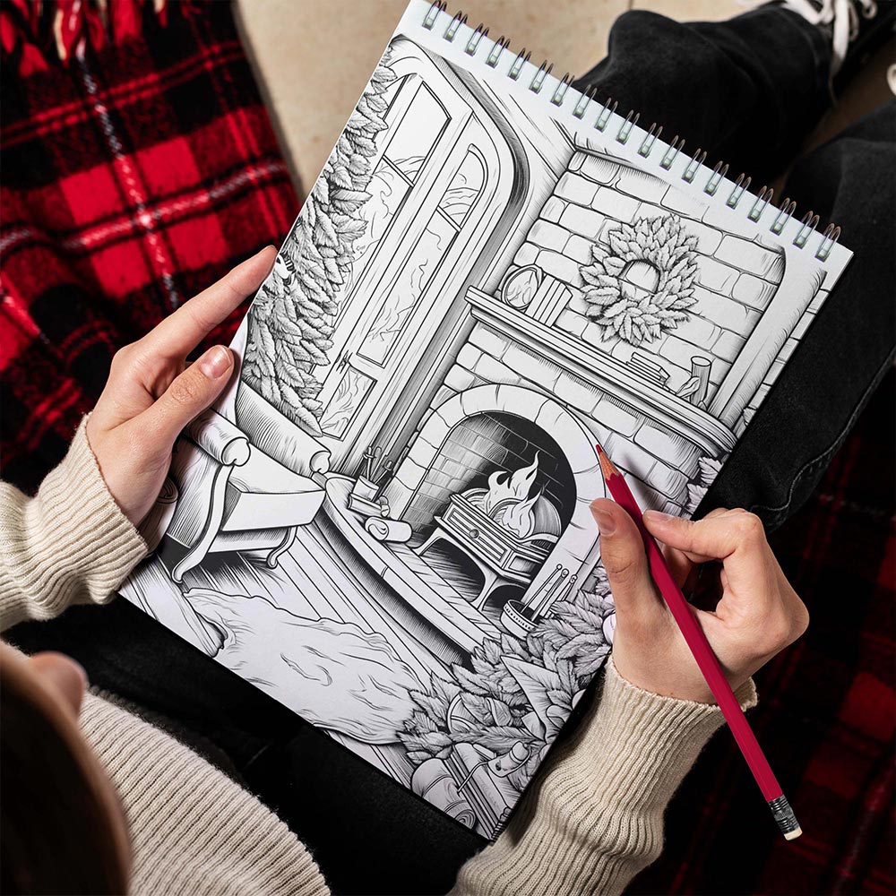 LBKHOUSE Winter Scenes Spiral Bound Coloring Book for Adults