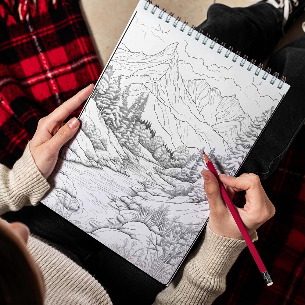 LBKHOUSE Winter Scenes Spiral Bound Coloring Book for Adults