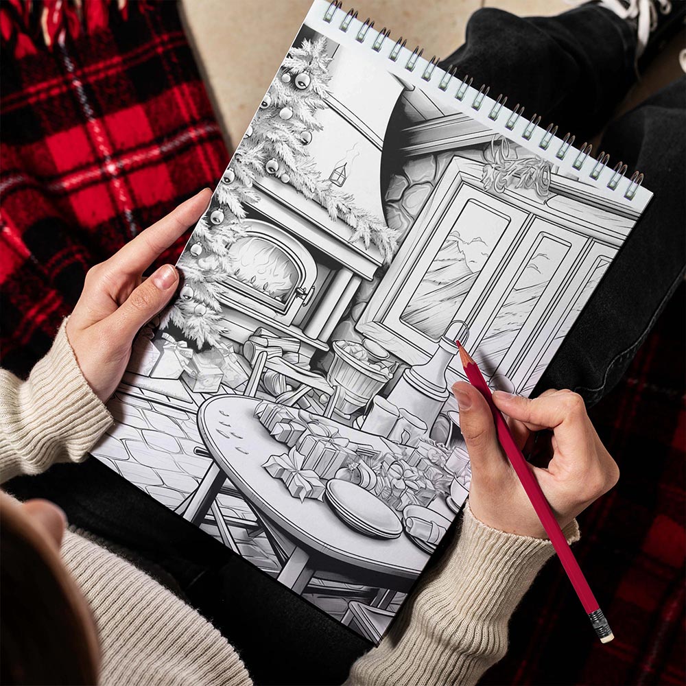 LBKHOUSE Winter Scenes Spiral Bound Coloring Book for Adults