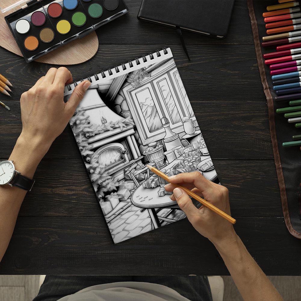 LBKHOUSE Winter Scenes Coloring Book Spiral Bound for Adults