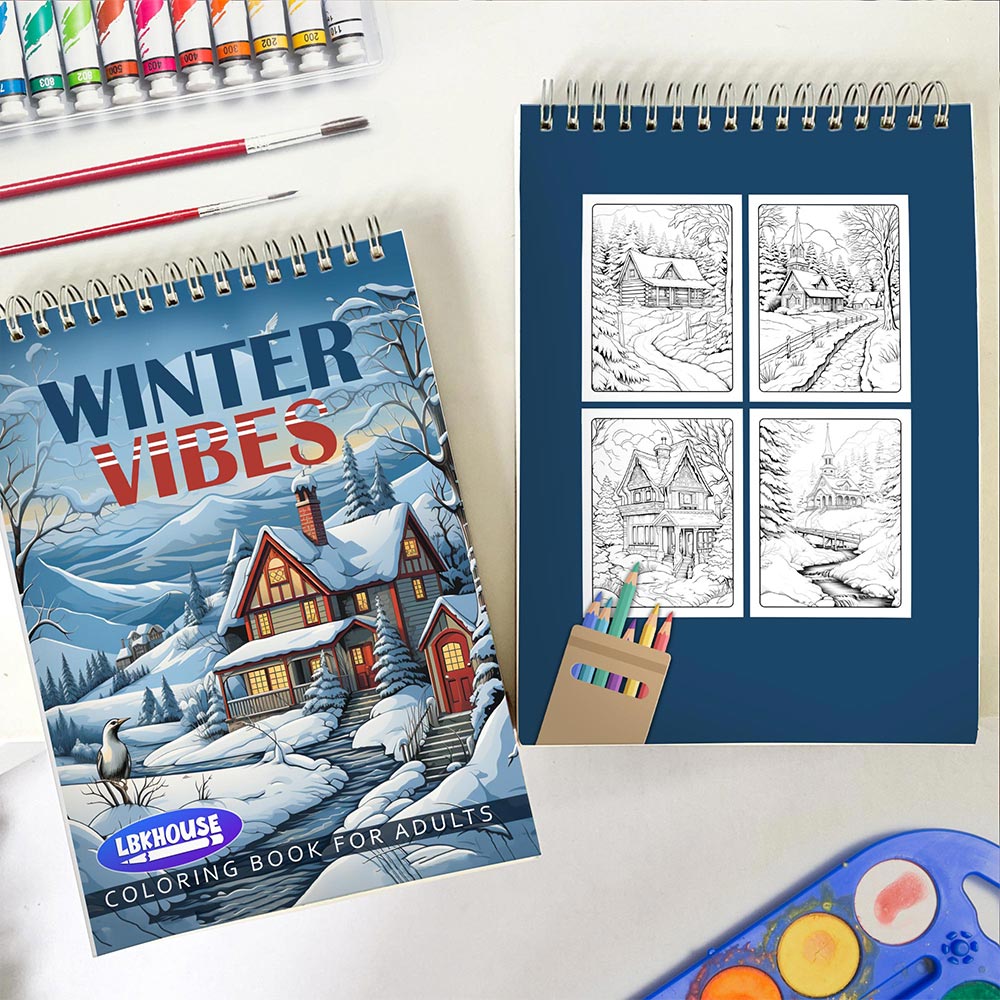 LBKHOUSE Winter Vibes Spiral Coloring Book For Adults