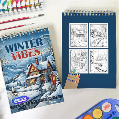 LBKHOUSE Winter Vibes Spiral Coloring Book For Adults