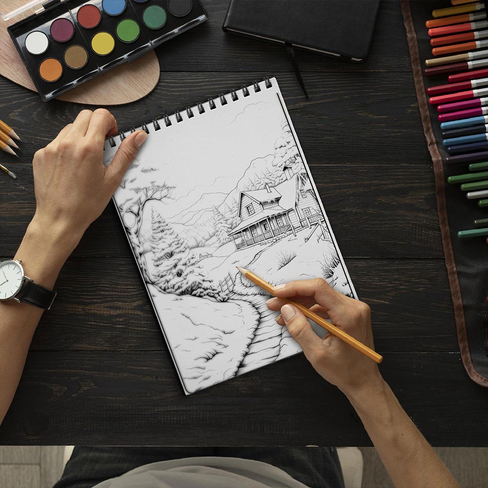 LBKHOUSE Winter Vibes Coloring Book Spiral Bound For Adults