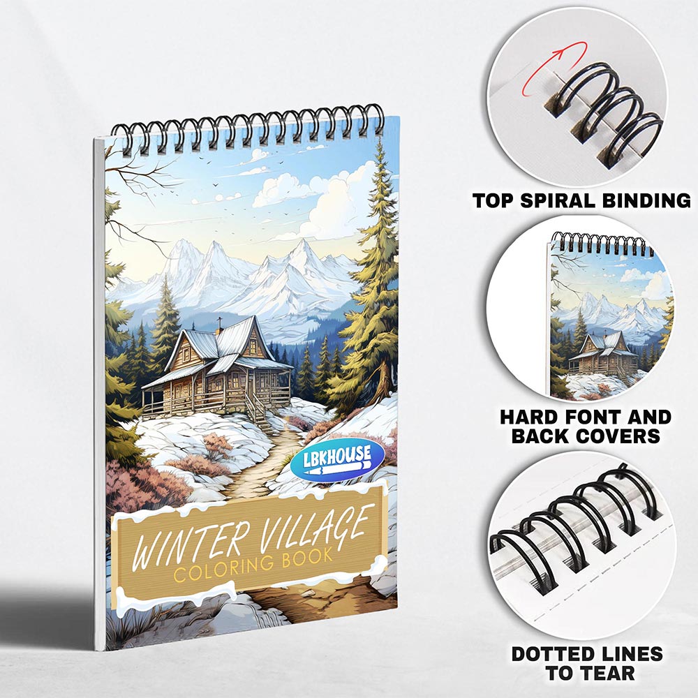 LBKHOUSE Winter Village Coloring Pages for Adults