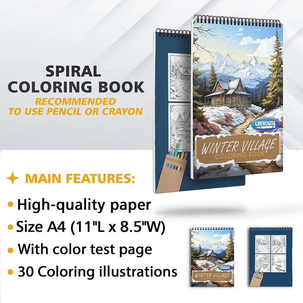 LBKHOUSE Winter Village Coloring Sheets for Adults