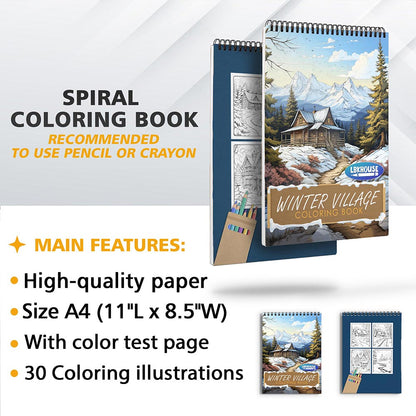 LBKHOUSE Winter Village Coloring Sheets for Adults