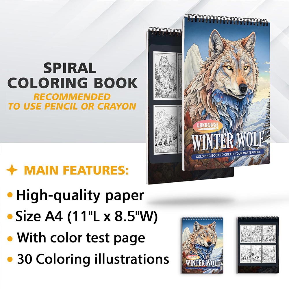 LBKHOUSE Winter Wolf Coloring Sheets For Adults