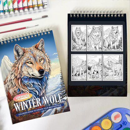 LBKHOUSE Winter Wolf Spiral Coloring Book For Adults