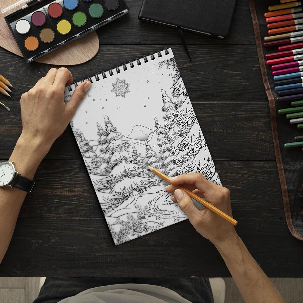 LBKHOUSE Winter Wonderland Coloring Book Spiral Bound For Adults