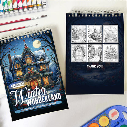 LBKHOUSE Winter Wonderland Spiral Coloring Book for Adults