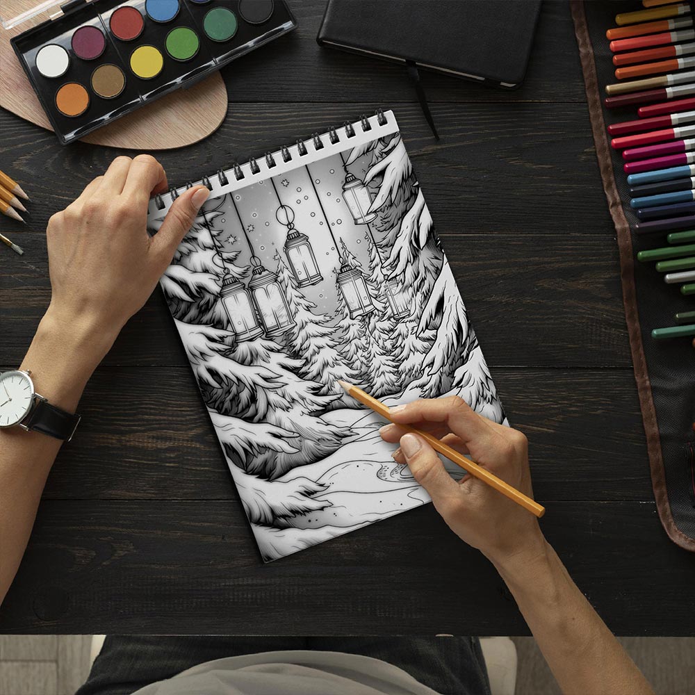 LBKHOUSE Winter Wonderland Coloring Book Spiral Bound for Adults