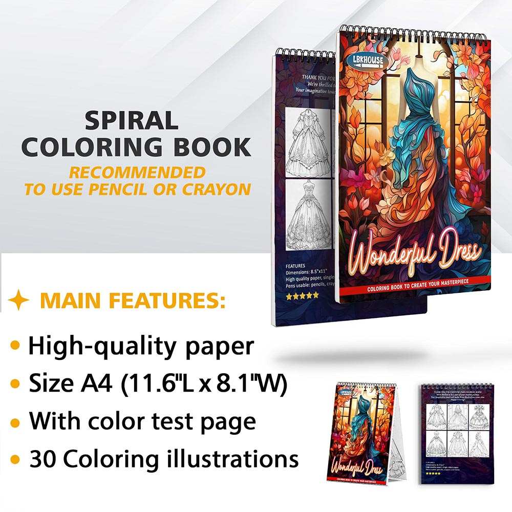 LBKHOUSE Wonderful Dress Coloring Sheets for Adult