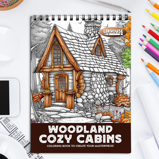 LBKHOUSE Woodland Cozy Cabins Coloring Book for Adult